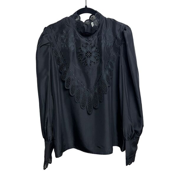 ROHE Magalie Silk Black Blouse NWT Sz. 40 (US 8/L) - Picture 7 of 12